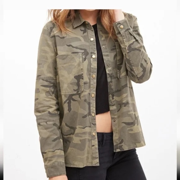 Camo Shirt Jacket Military Women's Size S Forever21 - Picture 1 of 6